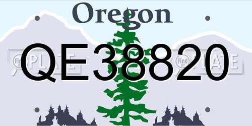 QE38820 Oregon License Plate
