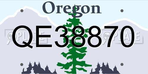 QE38870 Oregon License Plate