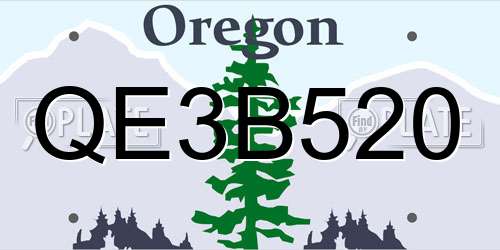 QE3B520 Oregon License Plate