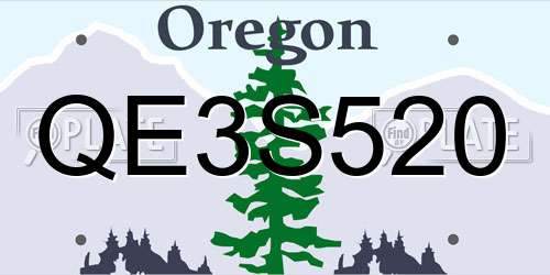 QE3S520 Oregon License Plate