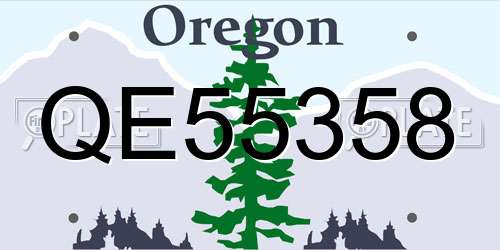 QE55358 Oregon License Plate