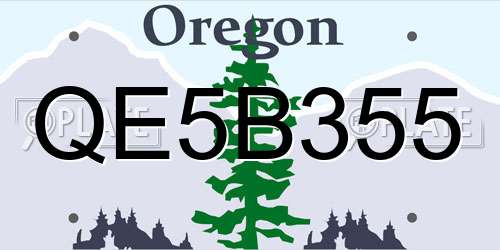QE5B355 Oregon License Plate