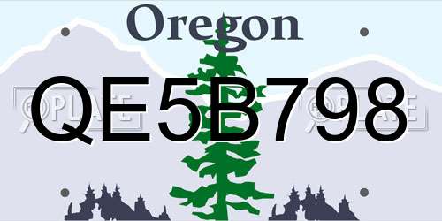 QE5B798 Oregon License Plate