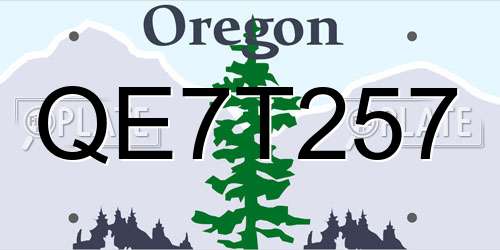 QE7T257 Oregon License Plate