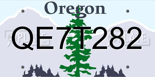 QE7T282 Oregon License Plate