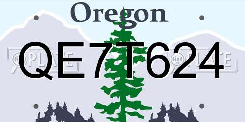 QE7T624 Oregon License Plate