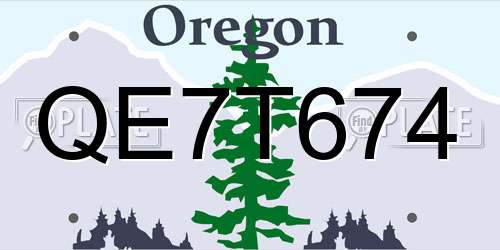 QE7T674 Oregon License Plate