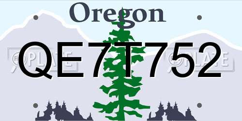 QE7T752 Oregon License Plate