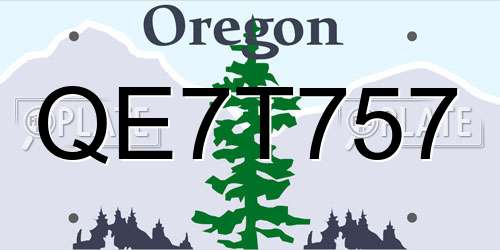 QE7T757 Oregon License Plate