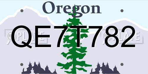 QE7T782 Oregon License Plate