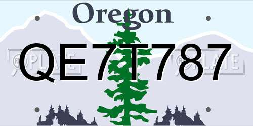 QE7T787 Oregon License Plate