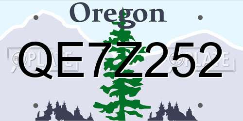 QE7Z252 Oregon License Plate
