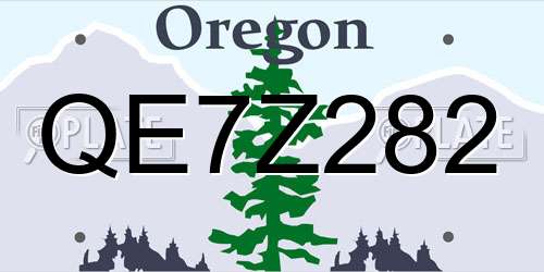 QE7Z282 Oregon License Plate
