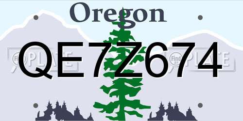 QE7Z674 Oregon License Plate