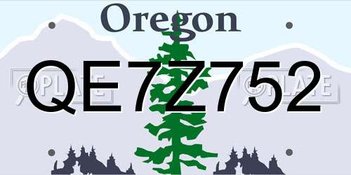 QE7Z752 Oregon License Plate
