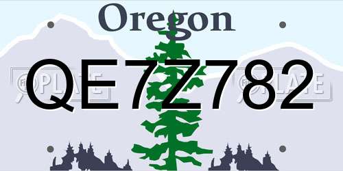 QE7Z782 Oregon License Plate