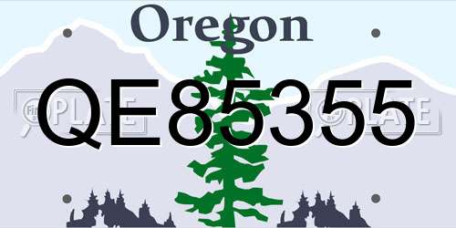 QE85355 Oregon License Plate