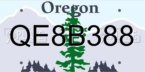 QE8B388 Oregon License Plate