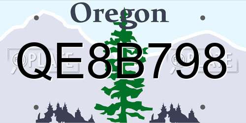 QE8B798 Oregon License Plate
