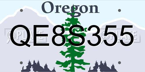 QE8S355 Oregon License Plate