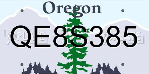 QE8S385 Oregon License Plate