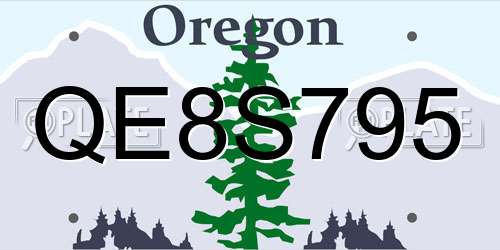 QE8S795 Oregon License Plate