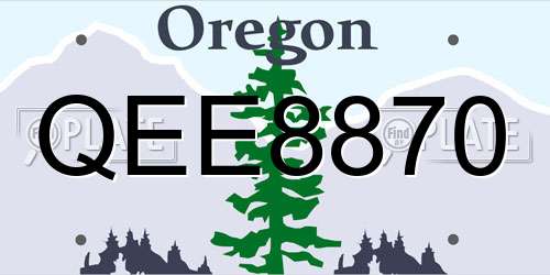 QEE8870 Oregon License Plate