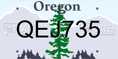QEJ735 Oregon License Plate