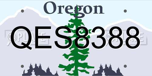 QES8388 Oregon License Plate