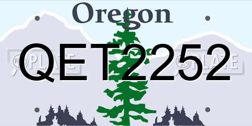QET2252 Oregon License Plate
