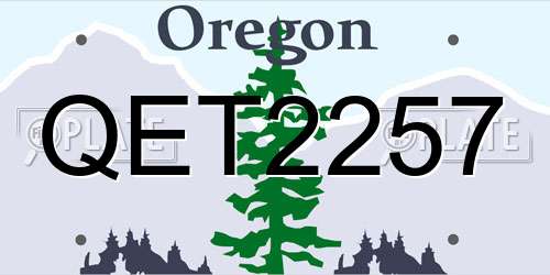 QET2257 Oregon License Plate