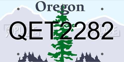 QET2282 Oregon License Plate