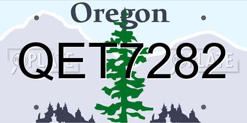 QET7282 Oregon License Plate