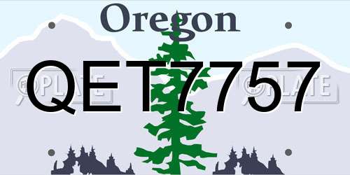 QET7757 Oregon License Plate