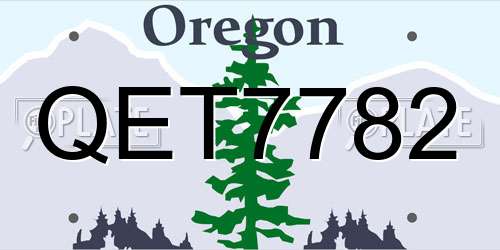 QET7782 Oregon License Plate