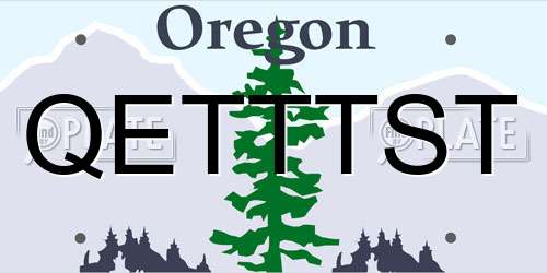 QETTTST Oregon License Plate