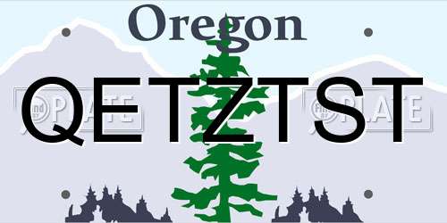QETZTST Oregon License Plate