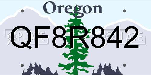 QF8R842 Oregon License Plate