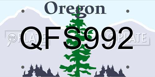 QFS992 Oregon License Plate