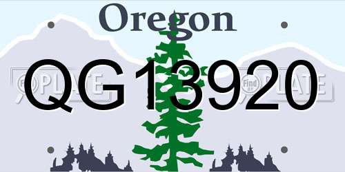 QG13920 Oregon License Plate