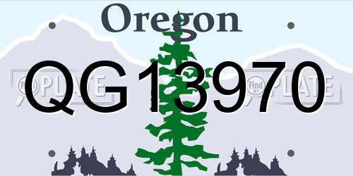 QG13970 Oregon License Plate