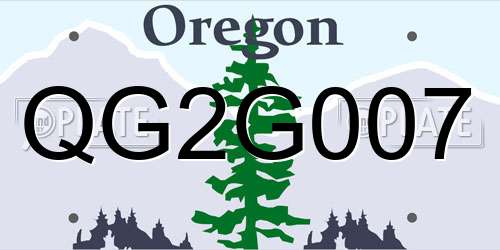 QG2G007 Oregon License Plate