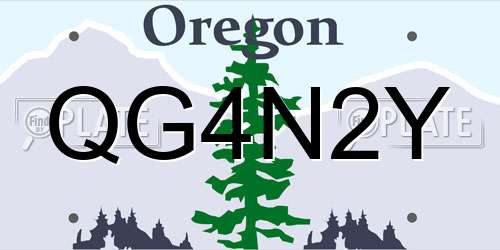 QG4N2Y Oregon License Plate
