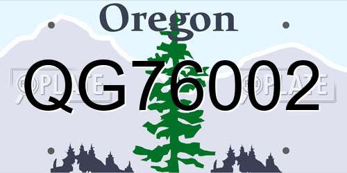 QG76002 Oregon License Plate