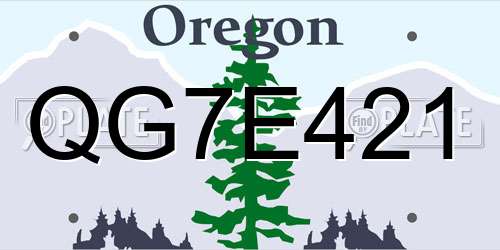 QG7E421 Oregon License Plate