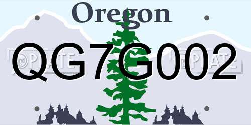QG7G002 Oregon License Plate