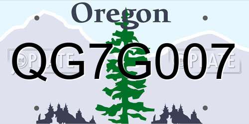 QG7G007 Oregon License Plate