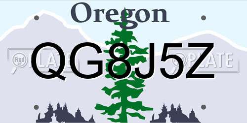 QG8J5Z Oregon License Plate