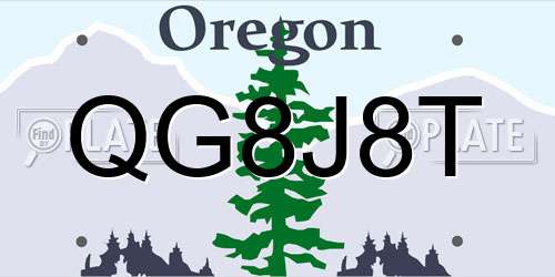 QG8J8T Oregon License Plate