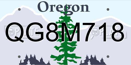 QG8M718 Oregon License Plate